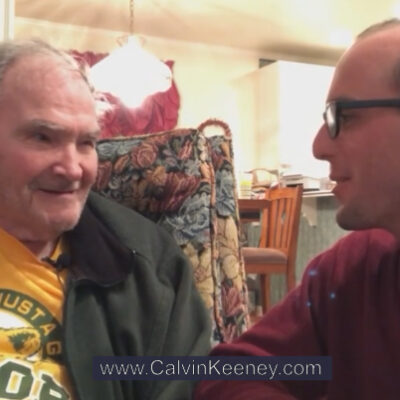 Grandfather and his son Calvin Keeney talking to each other