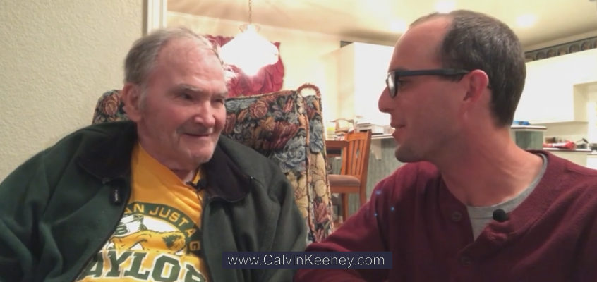 Grandfather and his son Calvin Keeney talking to each other