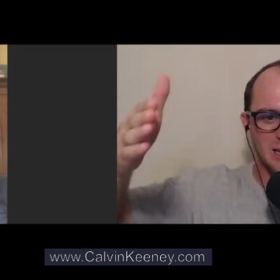 Brian Keeney talking to Calvin Keeney. Both people are on the screen looking into a webcam for the Calvin Keeney Show
